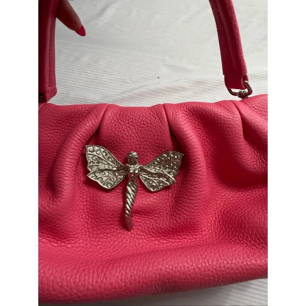Daniella Ortiz Pink Leather Dragonfly Purse Handbag